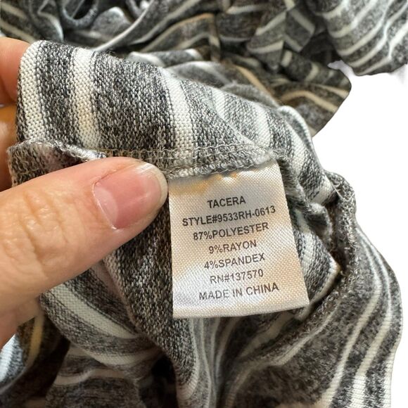 Tacera Women's Long Sleeve Sweater Dress Gray & White Striped Size‎ M - Picture 7 of 8